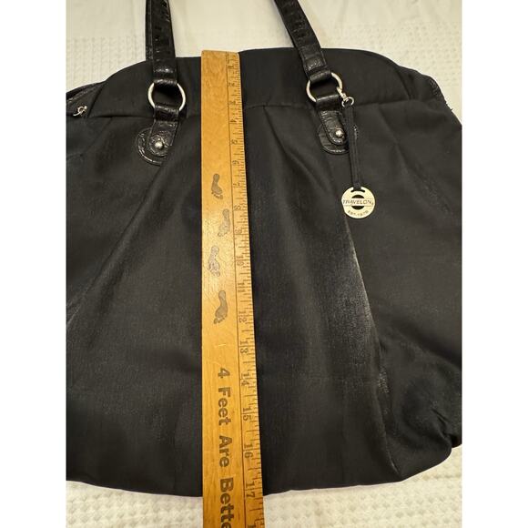 Travelon Black Tote Shoulder Bag Carry On Expandable Travel Turquoise Lining - Picture 6 of 14
